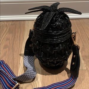 NEW black rattan pineapple purse
